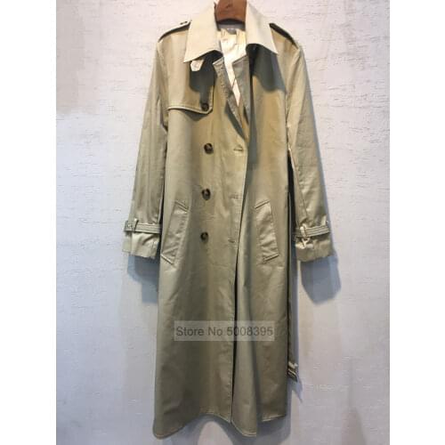 Fashion Woman Classic Long Trench Coat Double Breasted Long Sleeves Waist Belt Tied Fashion Coats 2021