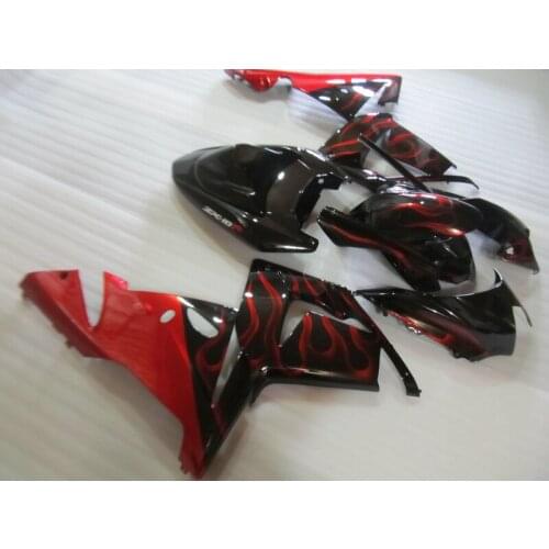 High quality ABS plastic Fairing kits for Kawasaki ZX10R 2004 2005 NINJA ZX-10R 04 05 red flames in black fairings set YV43