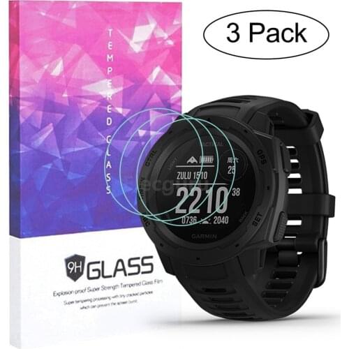 Tempered Glass Screen Protector for Garmin Instinct Tactical Watch 9H 2.5D Anti Scratch Proof Bubble-free Protective Film 3 Pack