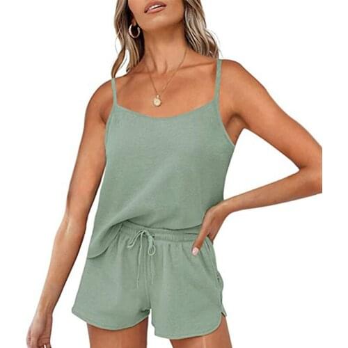 Plus Size Sexy Sleepwear Female Sleeveless Spaghetti Strap Summer Pajamas Sets with Shorts For Women Home Clothing