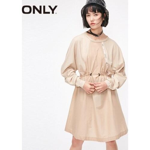 ONLY Spring Spliced Letters Cinched Waist Long-sleeved Dress |119107714