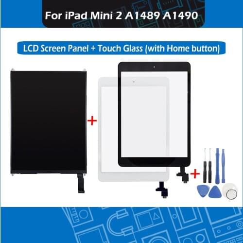 New A1489 A1490 LCD Screen Panel Digitizer Front Touch Glass For iPad Mini 2 Display Repair Replacement with Home Button