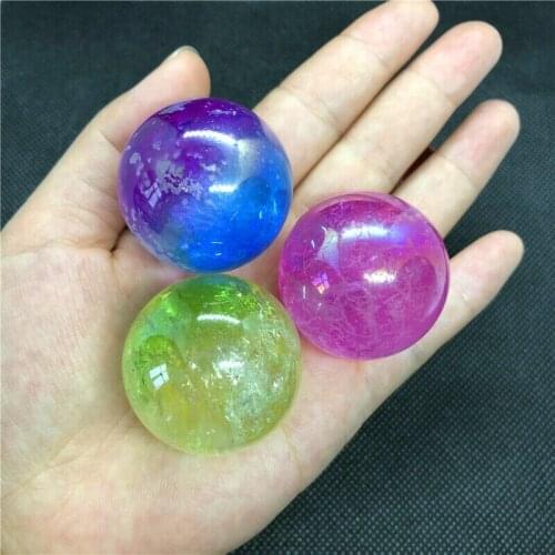 1pc Rainbow Crystal Ball Clear Quartz Sphere Aura Chakra Electroplated Ball Minerals Healing Massage Gifts Healing Crystal Balls