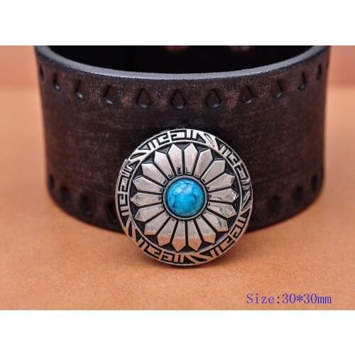 10X 30mm western cowboy Coat Clothes Closures Leathercraft Shank Button Sewing concho BLUE bead