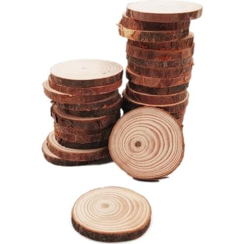 20pcs 3-4cm Natural Wood Slices Craft Kit Rustic Wedding Decorations, Unfinished Wood Crafts, Rustic Ornaments