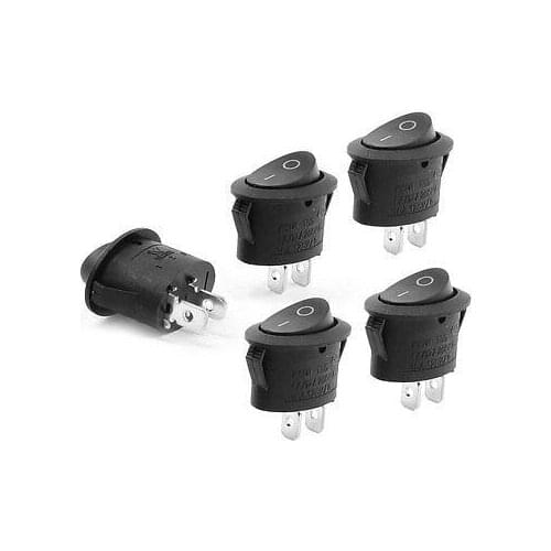 Free shipping5 Pcs x 2 Pin SPST On/Off Panel Mount Oval Rocker Switch 6A/12A/250VAC 10A/125V