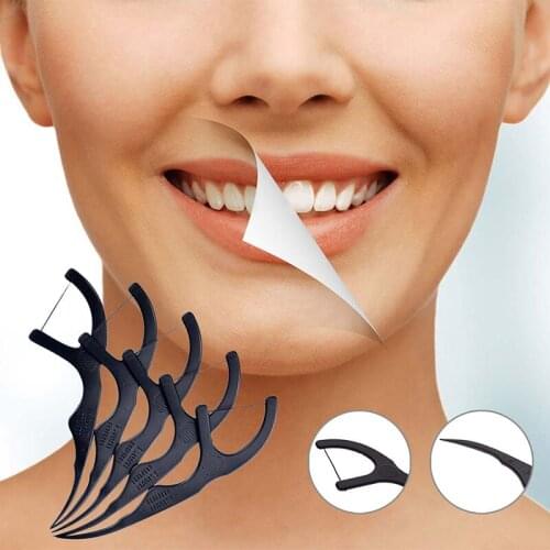 50 Pcs Bamboo Charcoal Dental Floss Teeth Sticks Tooth Picks Interdental Brush Teeth Clean Dental Floss Stick Toothpick Flosser
