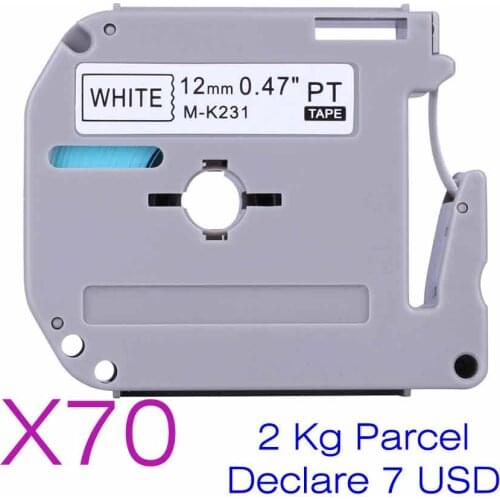 80 Pcs MK231 M231 M-K231 MK-231 12mmX8m Label Tapes for Brother P Touch PT-85 PT-75 PT-BB4 PT-55 For Bulk order