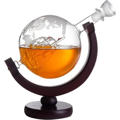 850mL Whiskey Decanter Globe for Bourbon Vodka Wine Glass Dispenser World Map Liquor Dispenser Man Women Bar Banquet Gift