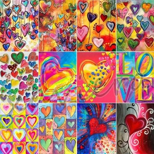 Xaviera 5D Diy Diamond Painting Color Love Heart Full Drill Mosaic Picture Rhinestone Cross Stitch Kit Crafts Handmade Gifts