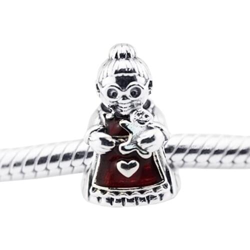 Authentic 925 Sterling Silver Mrs Santa Claus Charm Beads Fit Pandora Bracelets Women DIY Making Female Jewelry Berloques Kralen