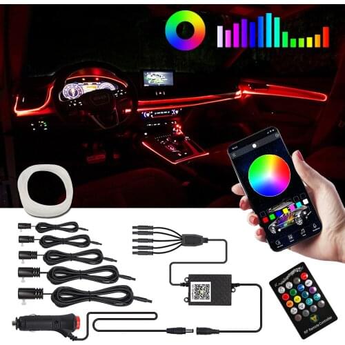 Auto LED Interior Atmosphere Decorative Lamp RGB Neon LED Car Foot Ambient Light with USB Wireless APP Remote Music Control