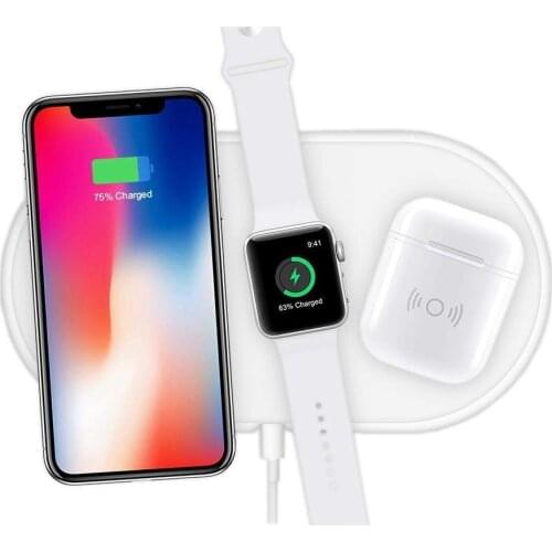 3 in 1 Qi Wireless Charger Pad Holder for IWatch iPhone Airpods Wireless Charger for IphoneX 8/8Plus/ Samsung S9/S8/Plus