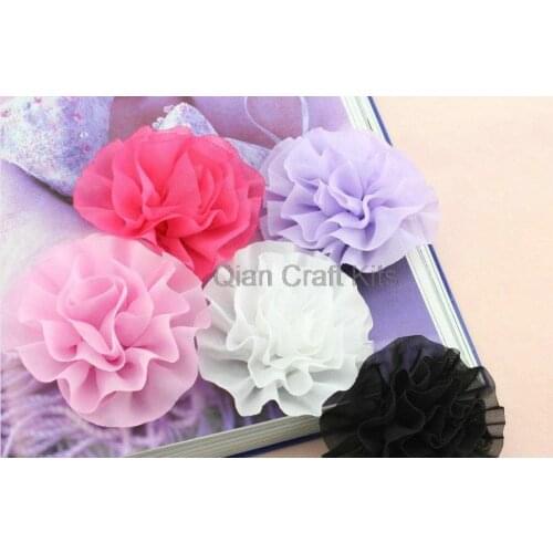35pcs large big Chiffon handmade Flowers Fabric rose Rosette mixed colors 80-90mm