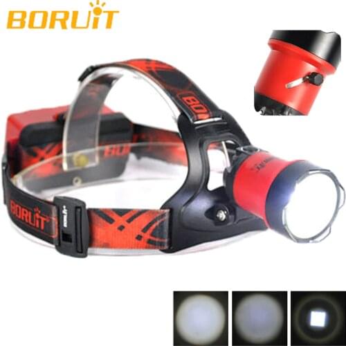 BORUIT B13 XM-L2 LED Headlamp Zoom 3 Modes 5000LM Headlight Rechargeable Head Torch Camping Hunting Waterproof Flashlight