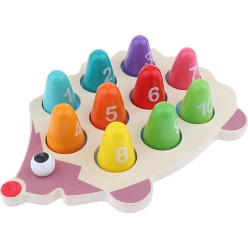 Preschool Kids Wooden Numbers Puzzle Board Hedgehog Wooden Counting Toys
