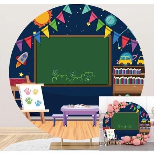 DAWNKNOW Round Circle Photography Background Backdrop Blackboard Flag Children Birthday Party Decoration Photo Live Studio