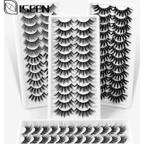 ISEEN 12 Pairs Lashes 3D Mink Eyelashes Natural Long /Thick False Eyelashes Handmade lashes Makeup Extension fake Eyelashes