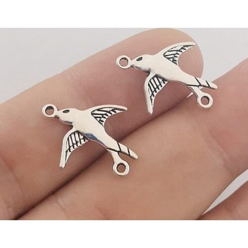 JINDINSP 15pcs 21x17mm Bird Charm Connector Bird Connector Charms For Jewelry Making Bird Connector Charm