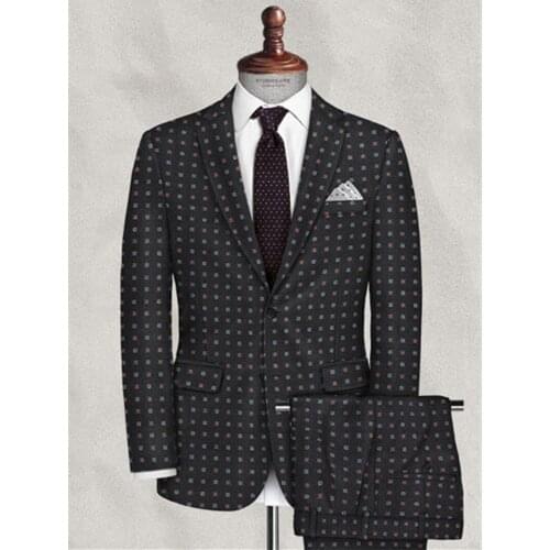 Suit Set Custom Color Spot 2Pieces With Pant Cocktail Party Wedding Groomsman Wear Smart Casual Skinny Singal Breaster Jacket