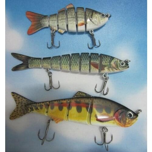 3 Pieces Multi Jointed Fishing Lures Swimbait Crankbait 3D Eyes Lifelike Hard Bait Fishhook Perch Pike Fish Lure