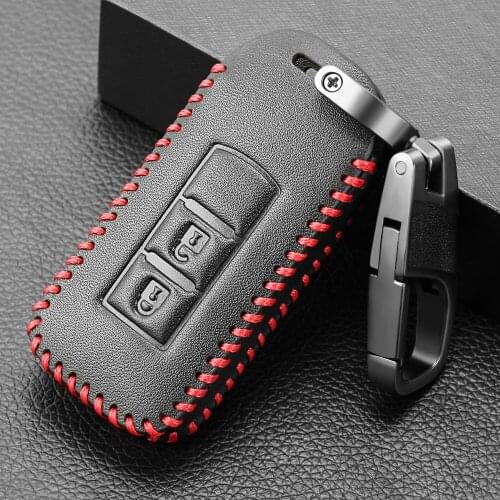 Car Style 2 Button Leather Car Key Cover for Mitsubishi Outlander Lancer 10 Pajero Sport L200 ASX RVR car key case Accessories