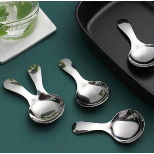 Hot Sale Stainless Steel Serving Spoons with Short Handle for Ice Cream, Salt, Tea, Coffee, Baby Spoons (Silver, 5 Pcs)