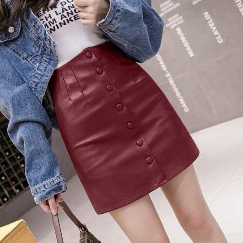 Pu Mini Korean Fashion High-Waisted Vintage Spring Autumn Summer WomenS Clothing Skirts Vetement Femme 2021