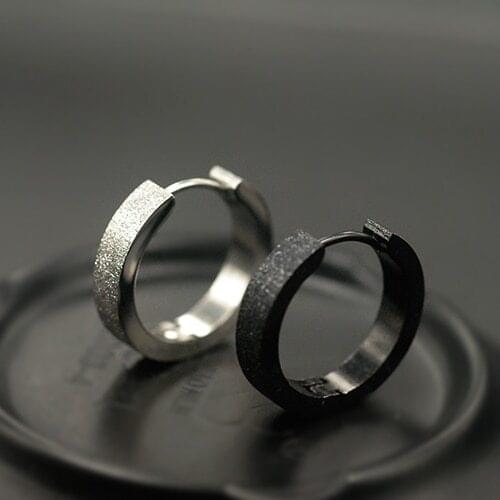 STENYA 1pair/lot Punk Mens Stainless Steel Hoop Piercing Round Earring Ear Stud men woman jewelry Dull polish Brincos