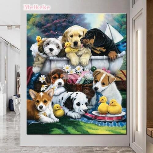 Diy 5D Bath bathroom Dog Tree Full Diamond Painting cross stitch kits art High Quality Animal 3D paint by diamonds mosaic gift