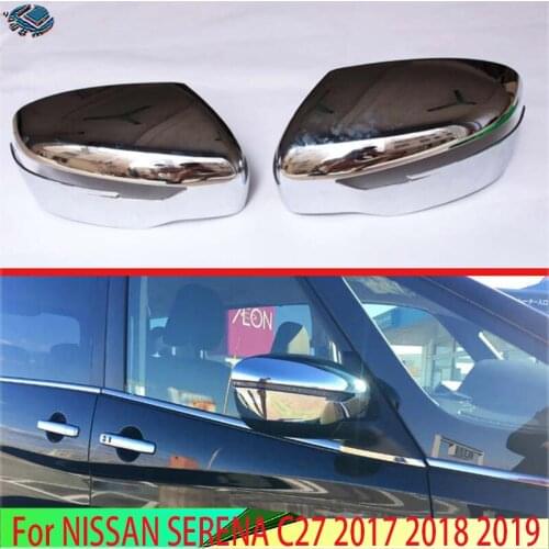For NISSAN SERENA C27 2017 2018 2019 ABS Chrome Door Side Mirror Cover Trim Rear View Cap Overlay Molding Garnish
