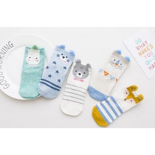5Pairs/lot 0-5Y Baby Socks Cotton Mesh Cute Fox Boy Toddler Kids Socks Baby Clothes Accessories