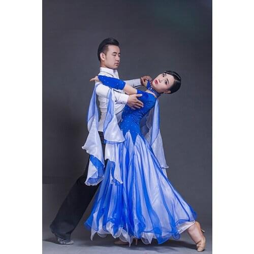2018 new big wing hit colors modern dance dress red/purple/black long sleeved waltz tango ballroom Dance competition Costume