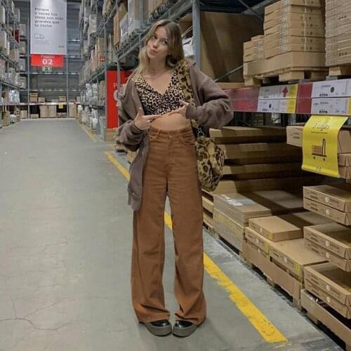 2021 New Spring Fashion Jeans Women Pants Solid Mid Waisted Wide Leg Pants Straight Casual Baggy Trousers jeans for women