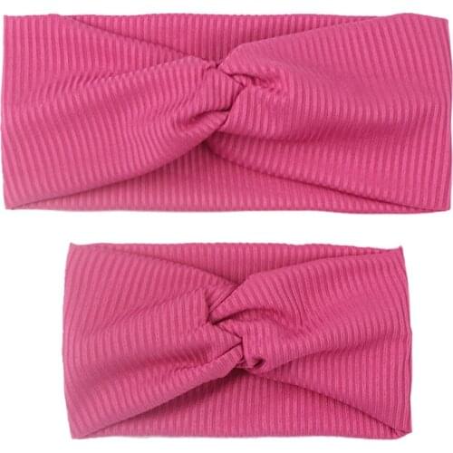 2021 autumn and winter new parent-child solid color cross-stripe headband, soft knotted headband and hair accessories two sets