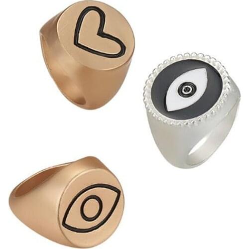 Timlee R063 New Retro Geometry Eye Heart Alloy Finger Rings,Popular Accessories wholesale