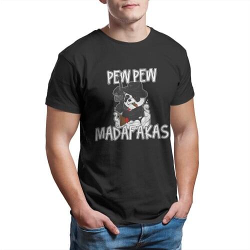 Pew Pew Madafakas Panda Mobster T-Shirt Custom Vintage Anime Sleeve Streetwear 4XL 5XL 6XL Plus Size Clothing 11340