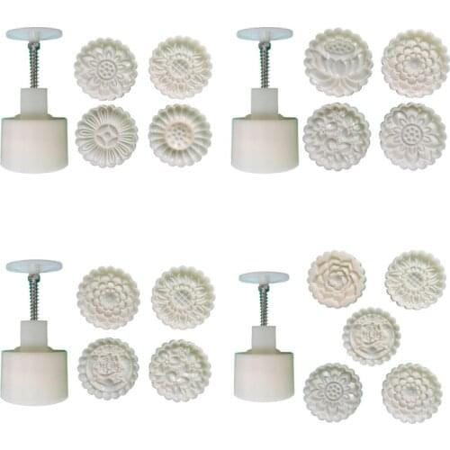 Plastic Mooncake Mold 125g Flower Stamp Cookie Cutter Mould DIY Baking Accessories Mid-Autumn Festival Kitchen Gadgets