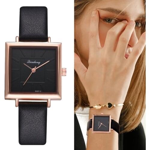 Dropshiping New Top Brand Square Women Bracelet Watch Contracted Leather Crystal WristWatches Women Dress Ladies Quartz Clock