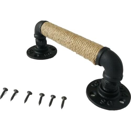 Industrial Style Antique Pipe Furniture Pulls Barn Sliding Door Handles European Wrought Iron Black Pull Handle Hardware