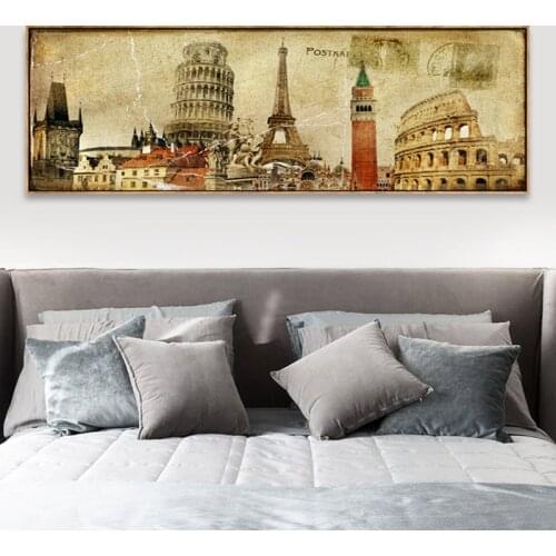 Vintage European Style Architecture Iron Tower Poster Canvas Print Painting Wall Art Living Room Home Decoration