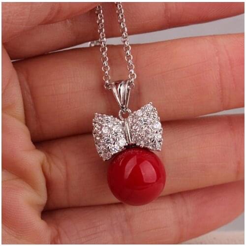 High quality zircon inlaid new bow tie pearl zircon necklace