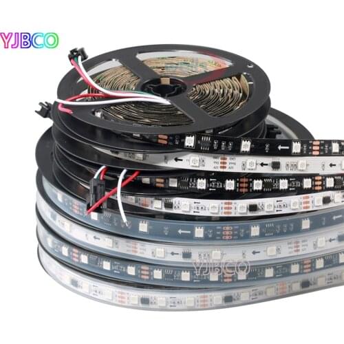 WS2811 DC12V led strip 5m 30/48/60 leds/m,10/16/20 pcs ws2811 ic/meter, White/Black PCB, 2811 led Addressable Digital strip