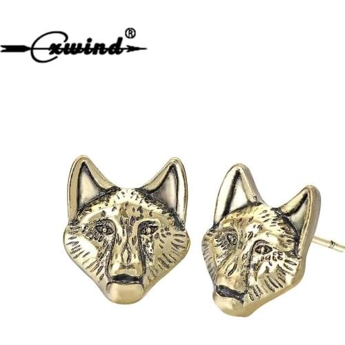 Cxwind Animal Head Vintage Earrings for women Stud Earrings 2018 Fashion Dog Wolf Jewelry Statement Earings Viking Jewelry