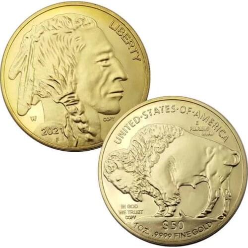 2021 Newest USA Liberty Buffalo Gold Plated Coin Yak In God We Trust Challenge Collectible Coins