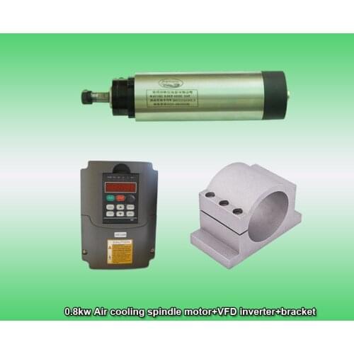 800w 0.8kw 1HP 24000RPM ER11 65mm Air cooling spindle motor&1.5kw 3phase 220V VFD inverter&bracket CNC kits