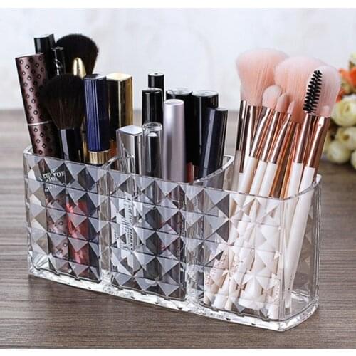 Acrylic Cosmetic Storage Box Makeup Brush Holder Organizer Lipstick Eyebrow Pencil Bathroom Storage Display Stand Diamond