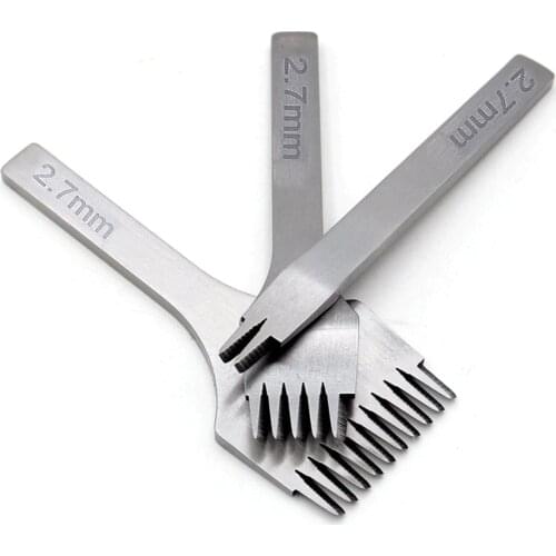 White Steel Stitching Lacing Punch Chisel Oblique Flat Cut Gear Pitch Tool Polished Prongs Leather Craft Hole Puncher