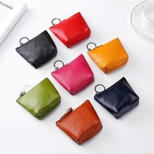 Brand Ladys Mini Genuine Leather Coin Purse Men High Capacity Car Key Holder Wallet Key Hanging Small Purses for Women