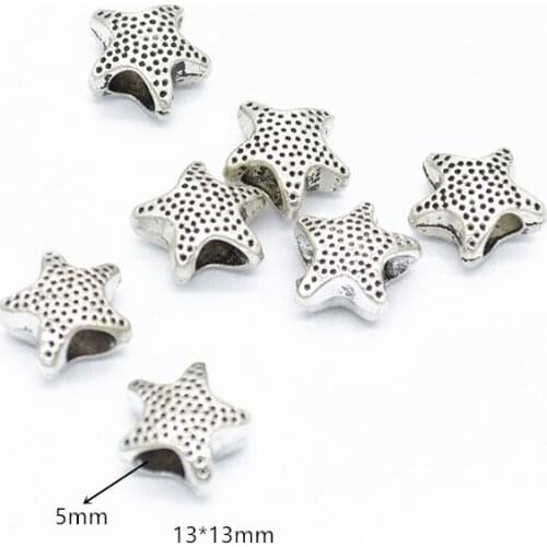 60pcs 13x13mm Metal Alloy Antique Silver Plated Starfish Beads For Bracelet Earrings Necklace Accessories DIY Jewelry Making